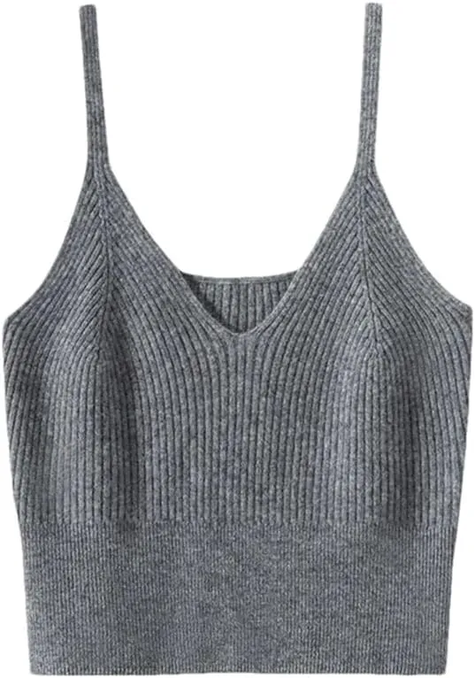Rfmfkkg Women'S Cashmere Knitted Camisole Vest Casual Sleeveless Tops Camisole Spaghetti Strap Tank Cami