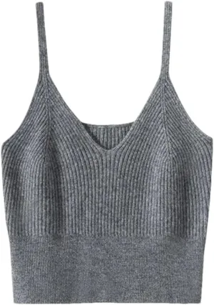 Rfmfkkg Women'S Cashmere Knitted Camisole Vest Casual Sleeveless Tops Camisole Spaghetti Strap Tank Cami
