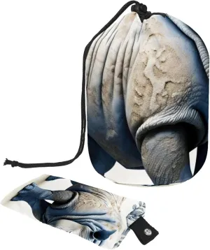 Rhino Pattern 1 Travel Cosmetic Bags Makeup Bag for Women, Foldable Drawstring Travel Cosmetic Bags, Portable Toiletry Bucket Bag