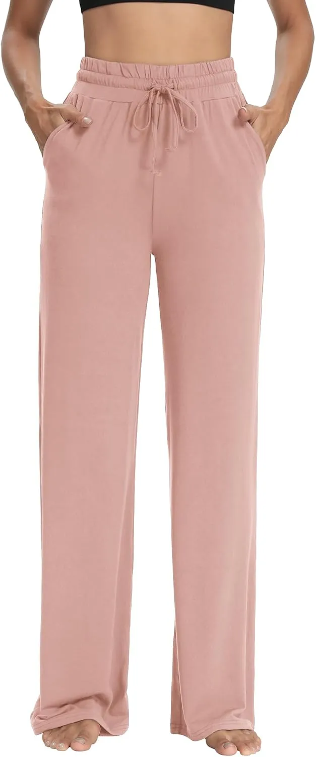 Sarin Mathews Womens Yoga Sweatpants Wide Leg High Waisted Lounge Pajamas Pants Comfy Workout Loose Pants with Pockets