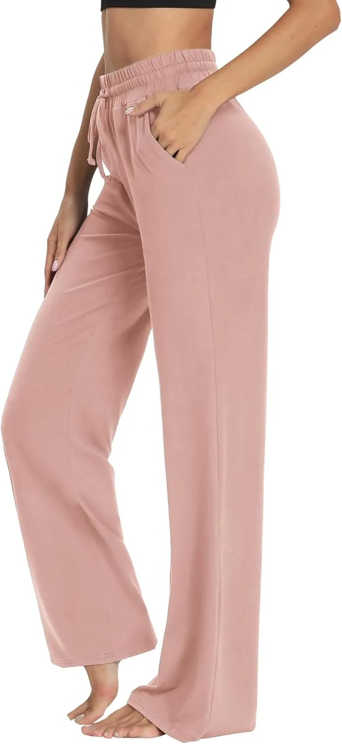 Sarin Mathews Womens Yoga Sweatpants Wide Leg High Waisted Lounge Pajamas Pants Comfy Workout Loose Pants with Pockets