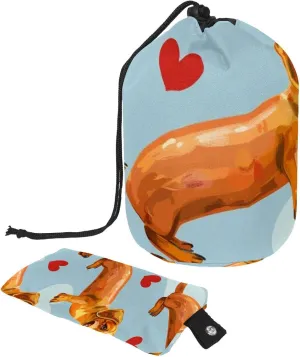 Sausage Dog Full of Love Travel Cosmetic Bags Makeup Bag for Women, Foldable Drawstring Travel Cosmetic Bags, Portable Toiletry Bucket Bag