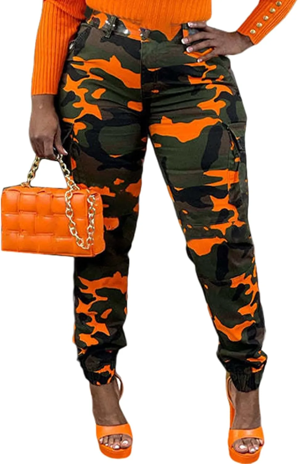 Seltaon Casual Camo Cargo Pants for Women Fall Camouflage Army Fatigue Jogger Sweatpants Trousers Plus Size