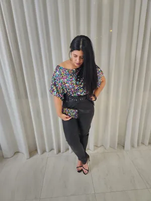Sequins oversized blouse