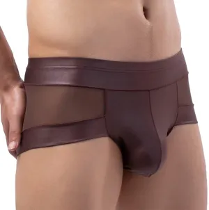 Sexy Transparent Boxers for Man,Men Trunks Sexy Mesh Splice Leather See-Through Boxer Shorts U Convex Pouch Briefs