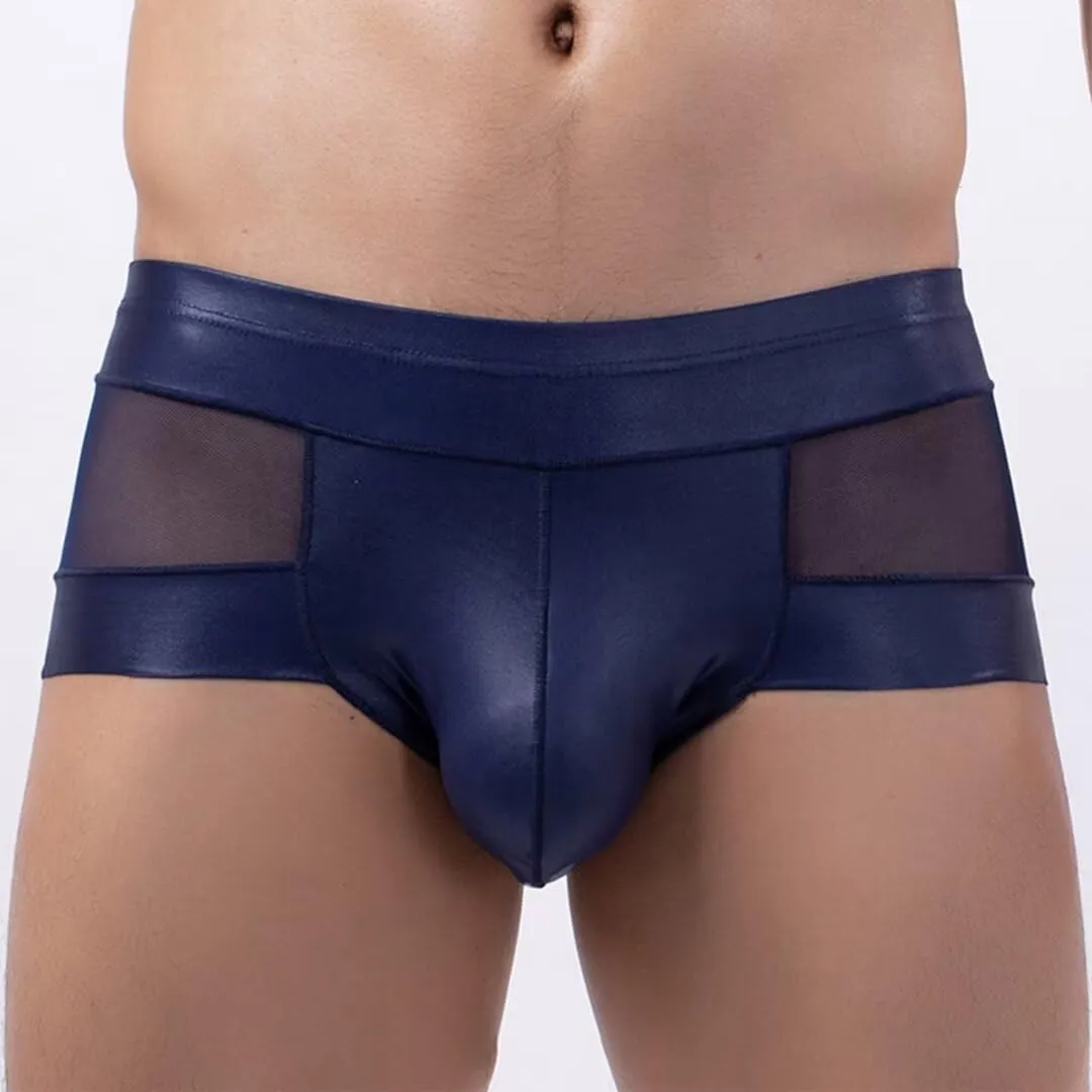 Sexy Transparent Boxers for Man,Men Trunks Sexy Mesh Splice Leather See-Through Boxer Shorts U Convex Pouch Briefs