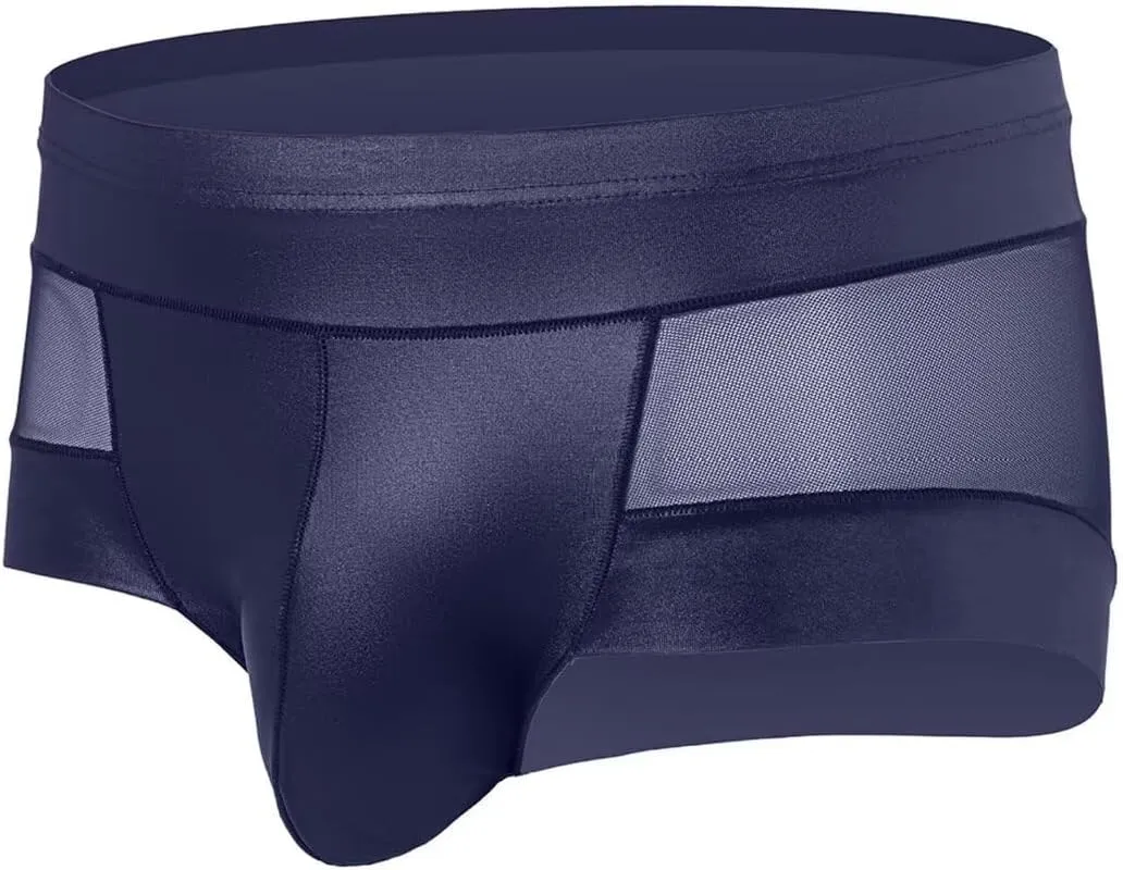 Sexy Transparent Boxers for Man,Men Trunks Sexy Mesh Splice Leather See-Through Boxer Shorts U Convex Pouch Briefs