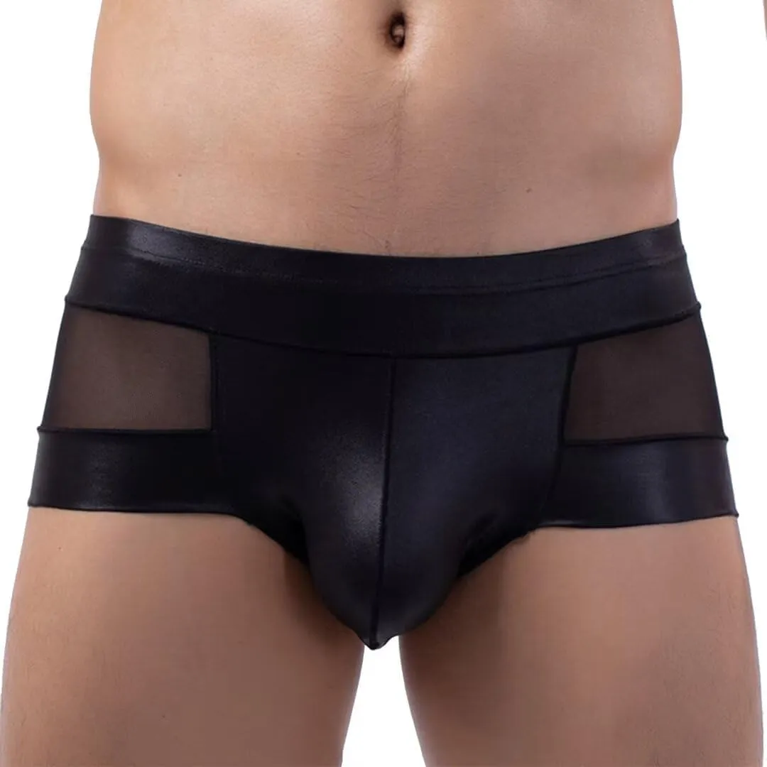 Sexy Transparent Boxers for Man,Men Trunks Sexy Mesh Splice Leather See-Through Boxer Shorts U Convex Pouch Briefs