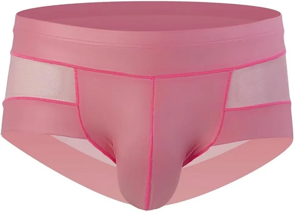 Sexy Transparent Boxers for Man,Men Trunks Sexy Mesh Splice Leather See-Through Boxer Shorts U Convex Pouch Briefs