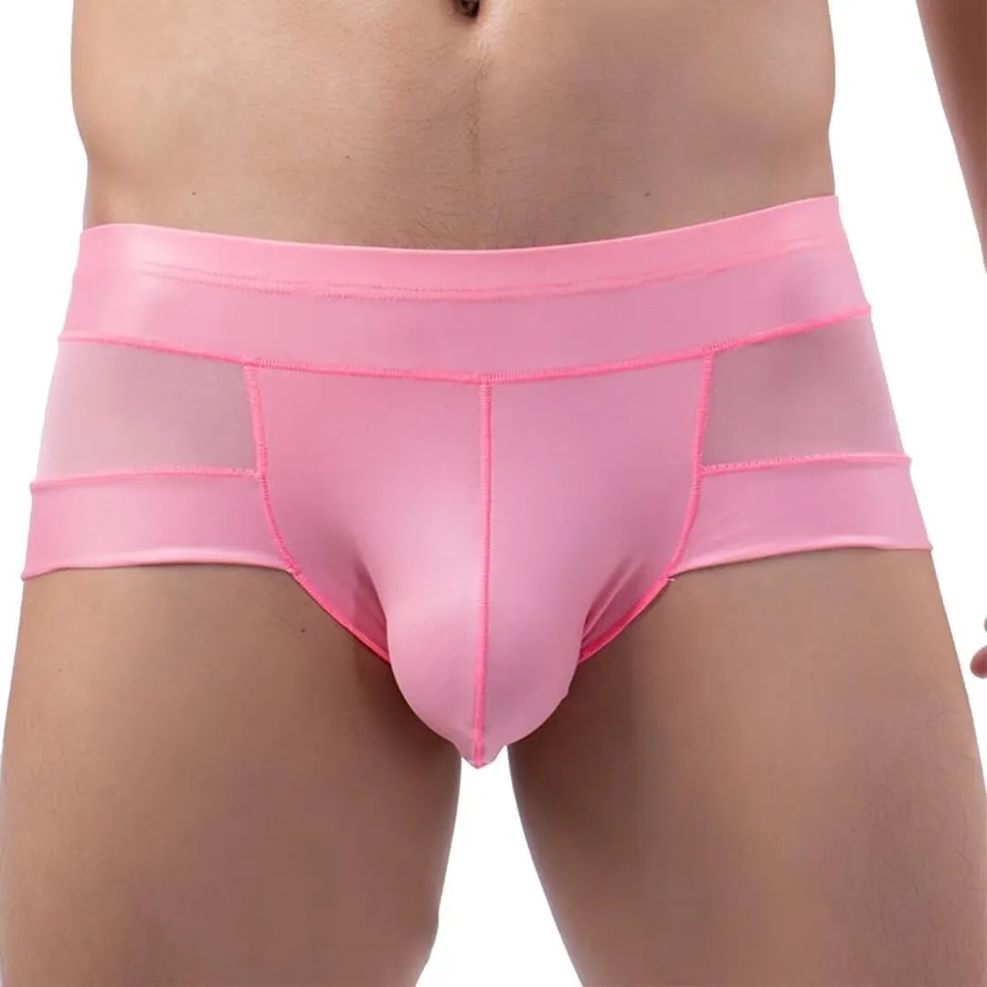 Sexy Transparent Boxers for Man,Men Trunks Sexy Mesh Splice Leather See-Through Boxer Shorts U Convex Pouch Briefs