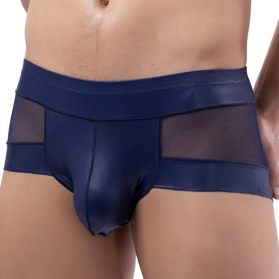 Sexy Transparent Boxers for Man,Men Trunks Sexy Mesh Splice Leather See-Through Boxer Shorts U Convex Pouch Briefs