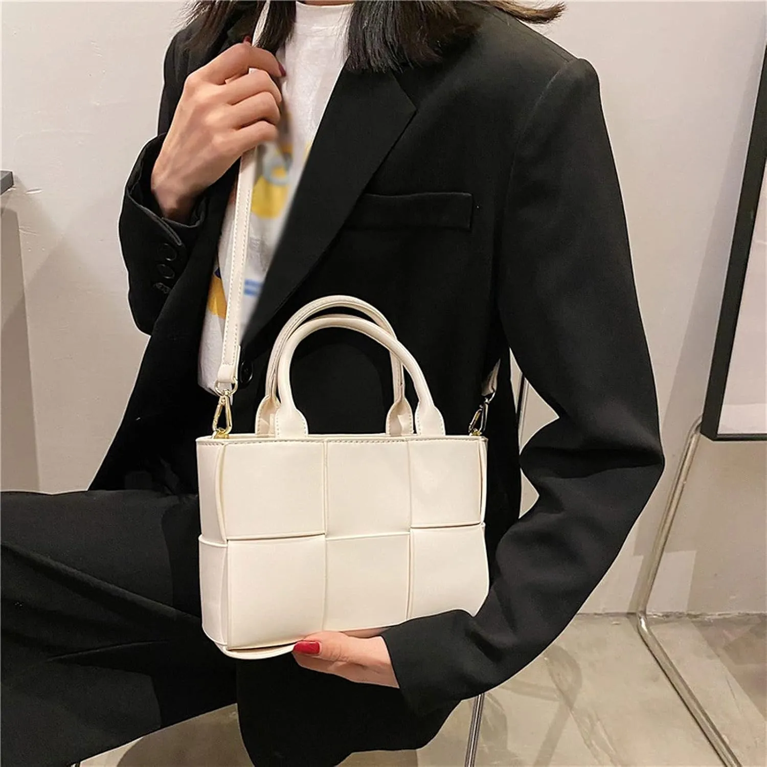 Shoulder Bags Small PU Leather Crossbody Bags for Women Summer Shoulder Handbags and Purses(White)