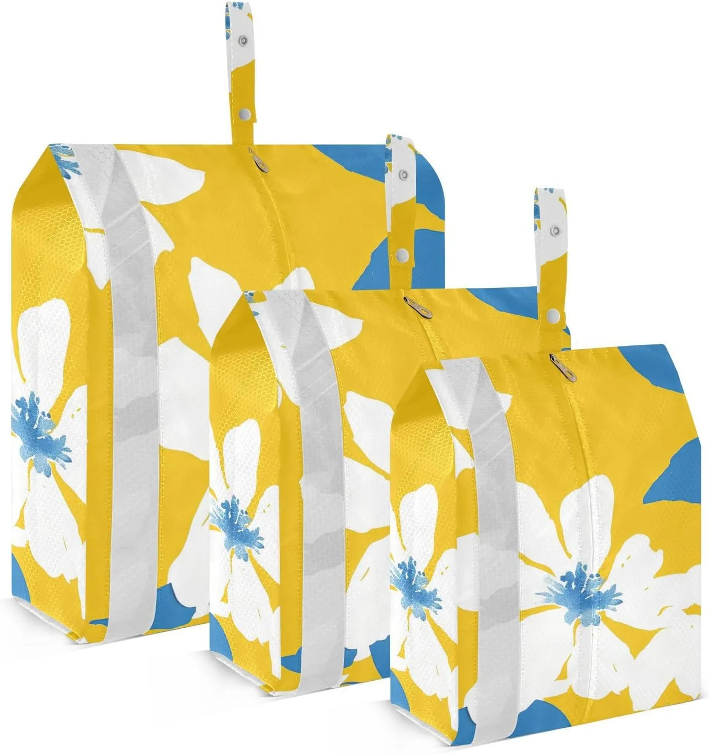 Simple FLOWER and whites 3 Set Travel Packing Cubes For Suitcases Portable Travel Space Saver Bags Travel Bag Set Luggage Bags Organizers