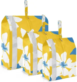 Simple FLOWER and whites 3 Set Travel Packing Cubes For Suitcases Portable Travel Space Saver Bags Travel Bag Set Luggage Bags Organizers