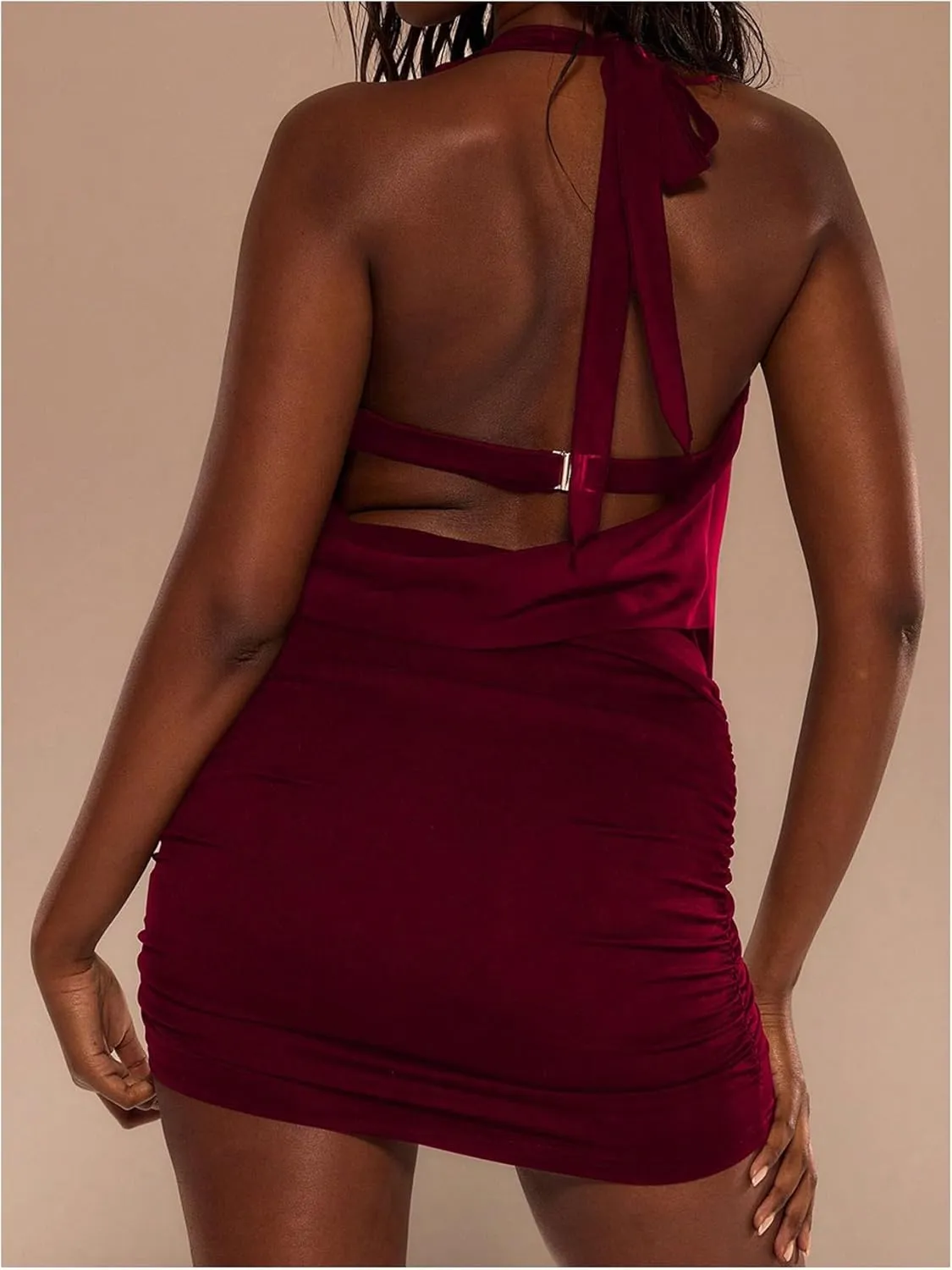 SOLY HUX Women's Cowl Neck Sexy Tops Halter Neck Cutout Slim Fit Tank Top Party Clubwear