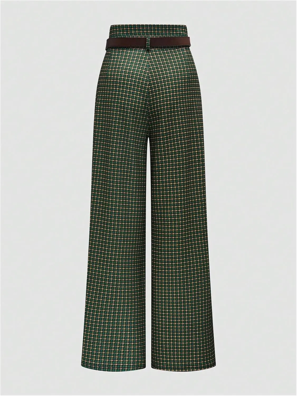 SOLY HUX Women's Plaid High Waisted Wide Leg Pants Casual Work Office Long Trousers