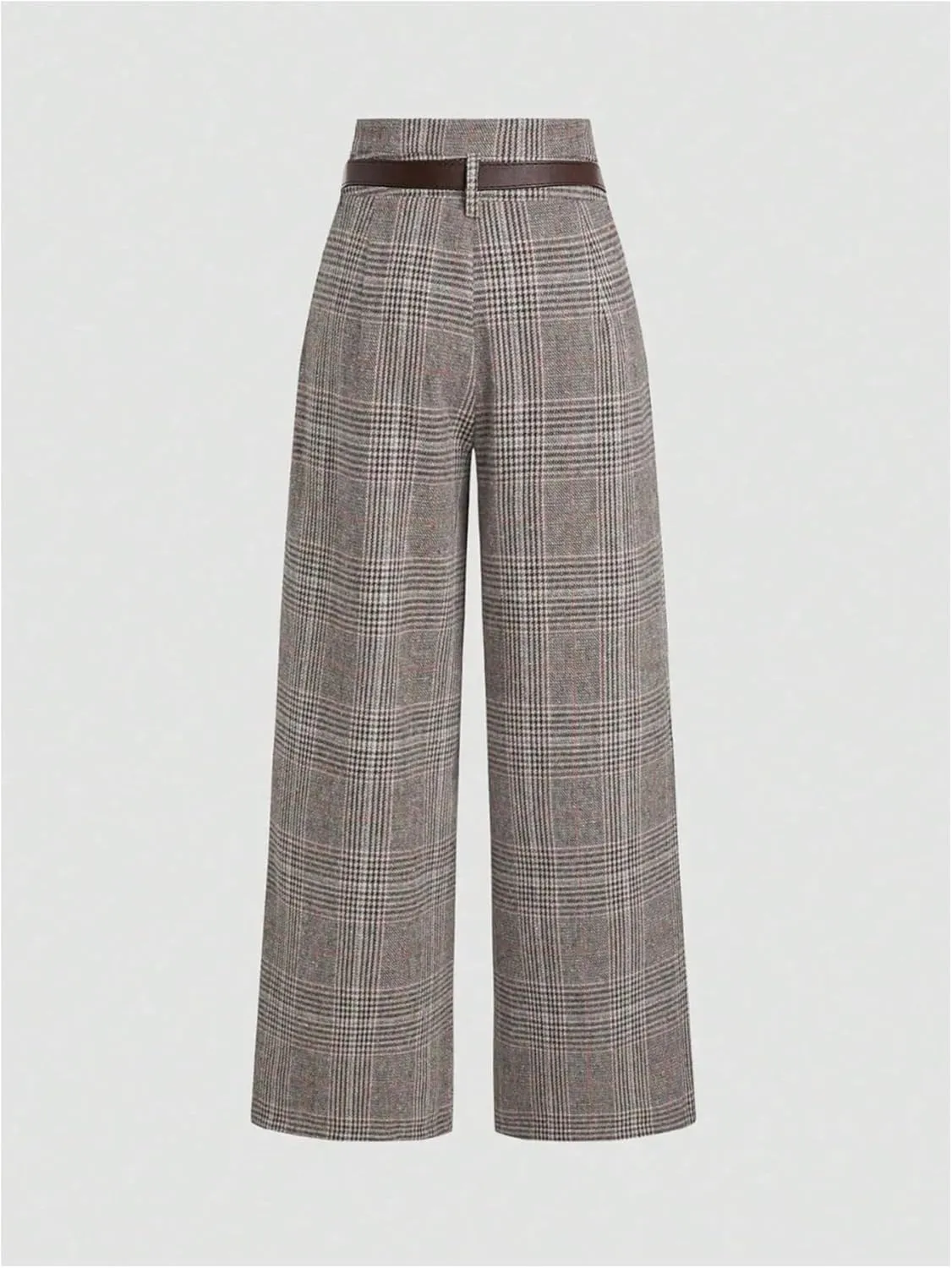 SOLY HUX Women's Plaid High Waisted Wide Leg Pants Casual Work Office Long Trousers