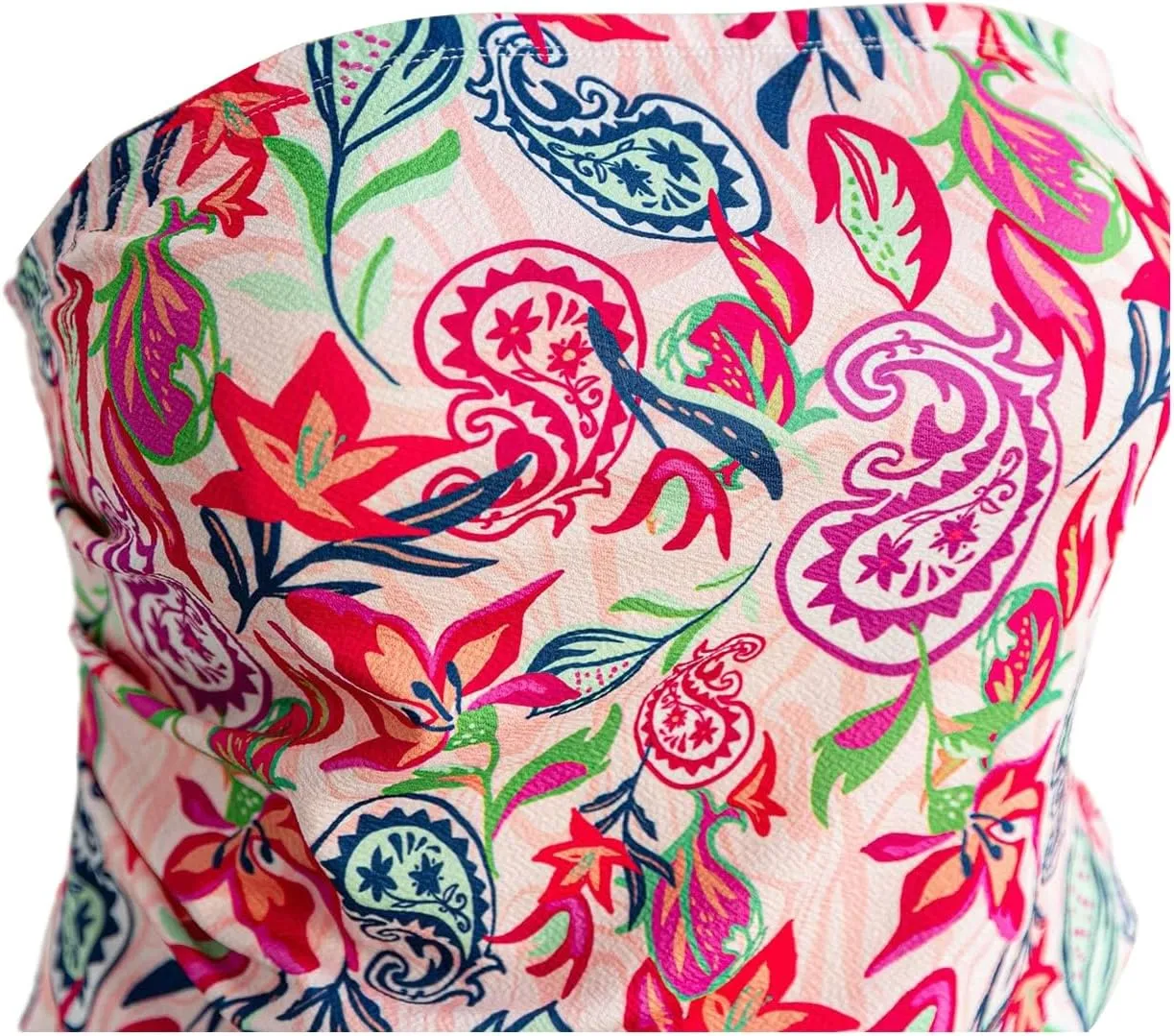 SOLY HUX Women's Plus Size Tube Top Paisley Print Strapless Sleeveless Summer Bandeau Crop Tops