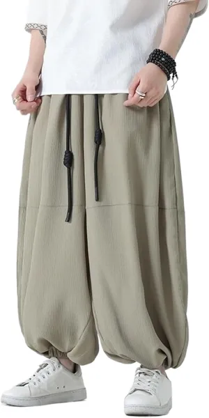 Spring/Summer Chinese Style Men's Loose Version Harem Pants,Plus Size Lantern Pants