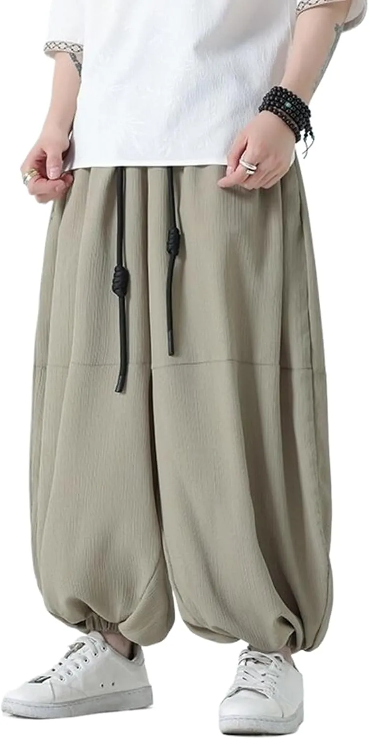 Spring/Summer Chinese Style Men's Loose Version Harem Pants,Plus Size Lantern Pants