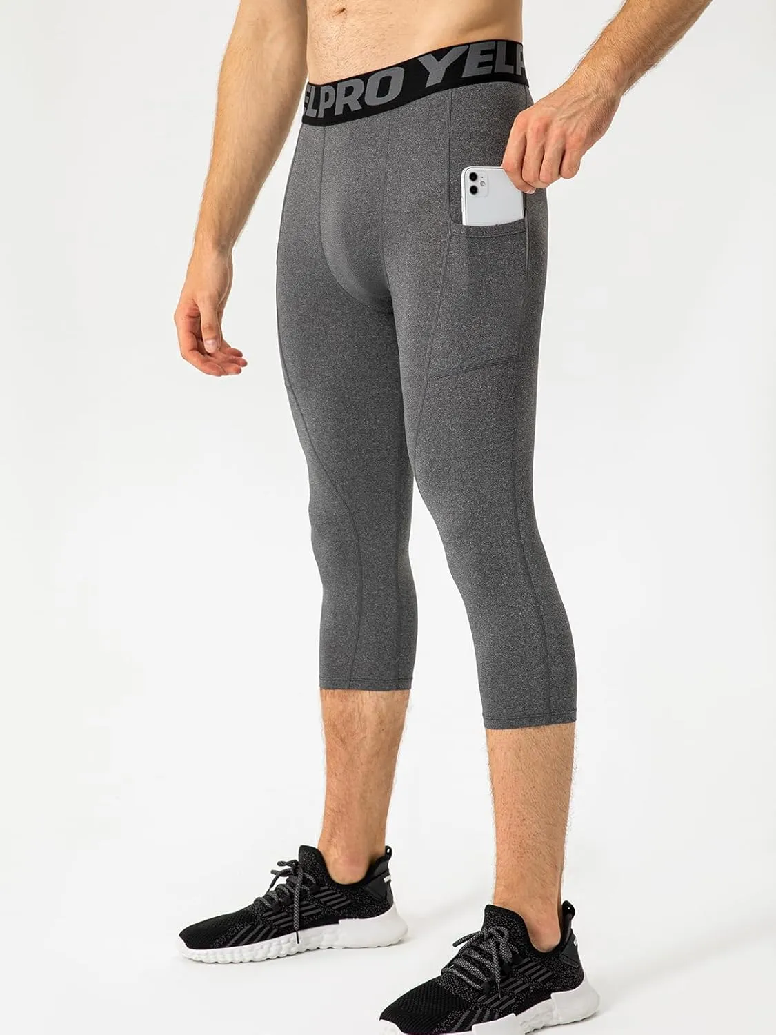 SPVISE 1 or 3 Pack 3/4 Compression Pants Men Athletic Gym Capri Leggings Running Tights Dry Fit Basketball Sports Base Layer