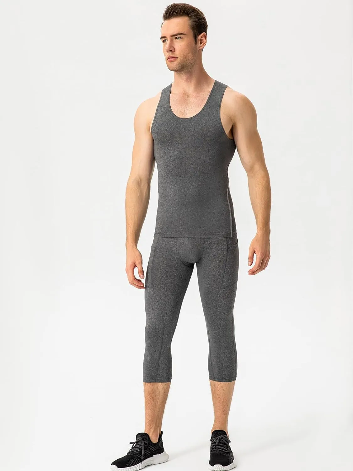 SPVISE 1 or 3 Pack 3/4 Compression Pants Men Athletic Gym Capri Leggings Running Tights Dry Fit Basketball Sports Base Layer