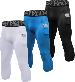 SPVISE 1 or 3 Pack 3/4 Compression Pants Men Athletic Gym Capri Leggings Running Tights Dry Fit Basketball Sports Base Layer