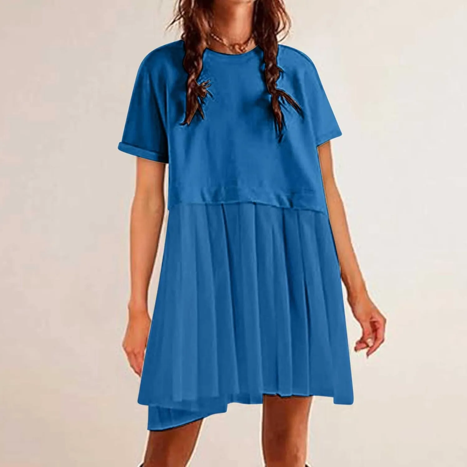 Summer Dresses for Women Oversized Sweatshirts Dress Mini Boho Tennis Dress Ruffle Babydoll Dresses 2024, Small