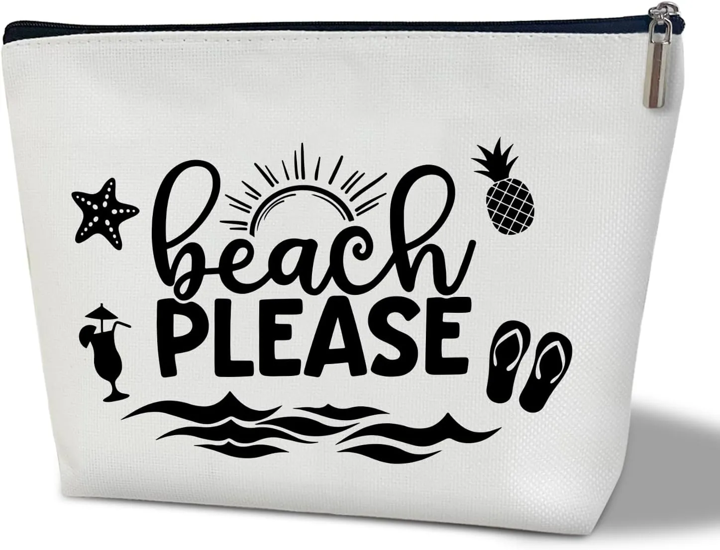 Summer Makeup Bag Gifts for Women, Beach Please Bag Summer Beach Bag, Small Cosmetic Bag for Purse Zipper Travel Toiletry Bag Birthday Gift for Friend Daughter Holiday Gift for Bestie Teen Lady -03