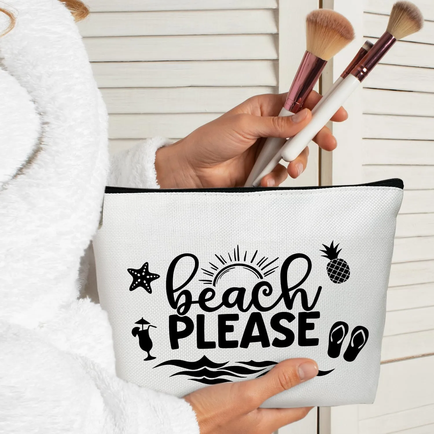 Summer Makeup Bag Gifts for Women, Beach Please Bag Summer Beach Bag, Small Cosmetic Bag for Purse Zipper Travel Toiletry Bag Birthday Gift for Friend Daughter Holiday Gift for Bestie Teen Lady -03