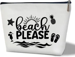 Summer Makeup Bag Gifts for Women, Beach Please Bag Summer Beach Bag, Small Cosmetic Bag for Purse Zipper Travel Toiletry Bag Birthday Gift for Friend Daughter Holiday Gift for Bestie Teen Lady -03