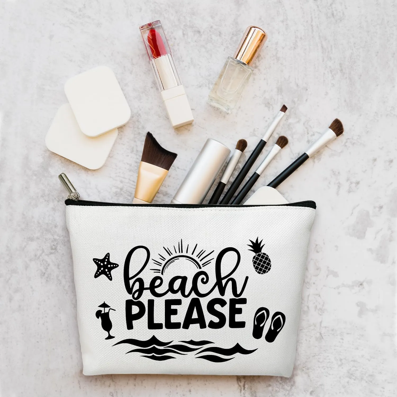Summer Makeup Bag Gifts for Women, Beach Please Bag Summer Beach Bag, Small Cosmetic Bag for Purse Zipper Travel Toiletry Bag Birthday Gift for Friend Daughter Holiday Gift for Bestie Teen Lady -03