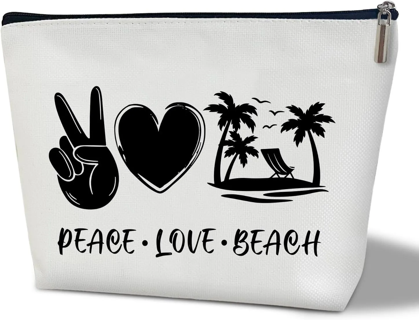 Summer Makeup Bag Gifts for Women, Peace Love Beach Summer Coconut Tree Bag, Small Cosmetic Bag for Purse Zipper Travel Toiletry Bag Birthday Gift for Friend Daughter Holiday Gift for Bestie Teen -05