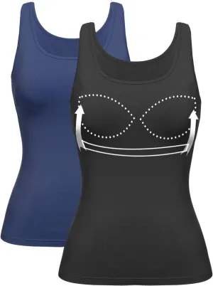 Tank Top with Built in Bra Cup for Women Casual Wide Strap Sleevless Layer Camisole Yoga Top Pack S-3XL