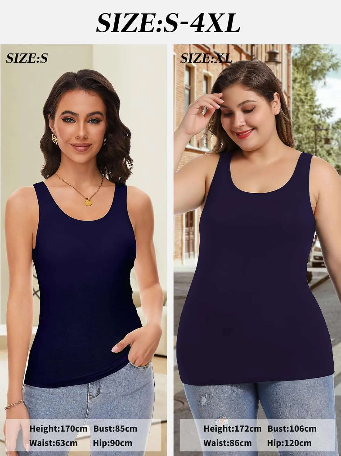 Tank Top with Built in Bra Cup for Women Casual Wide Strap Sleevless Layer Camisole Yoga Top Pack S-3XL