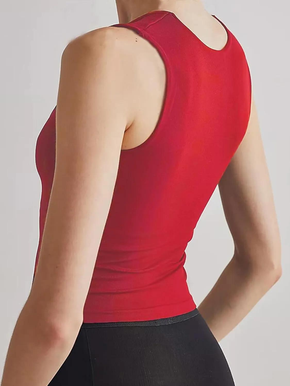 Tank Tops for Women - Double Lined Workout Top Scoop Neck Summer Cute Sleeveless Basic