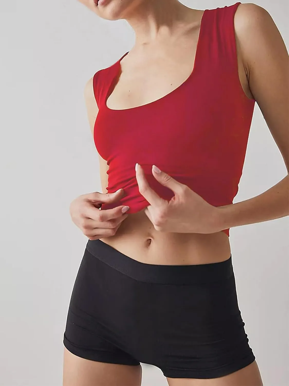 Tank Tops for Women - Double Lined Workout Top Scoop Neck Summer Cute Sleeveless Basic