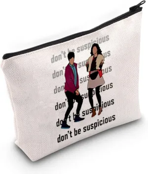 TOBGBE Funny Recreation TV Show Quotes Makeup Bag Parks & Rec Fans Gifts Comedy Parks Inspire Merchandise (Be Suspicious)