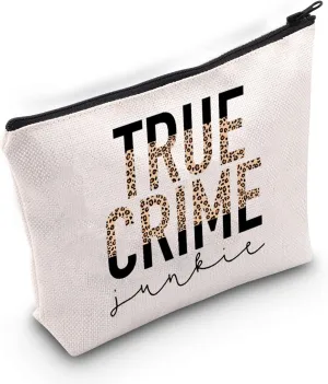 TOBGBE True Crime Gifts True Crime Junkie Cosmetics Bag Crime Show Fan Gift Crime Show Lover Gift (True Junkie)