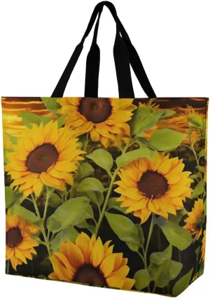 Tote Bag,Painted Foldable Shopping Tote Bag,washable Coating Groceries Storage Sun Flower Bags for Shopping Or Travel