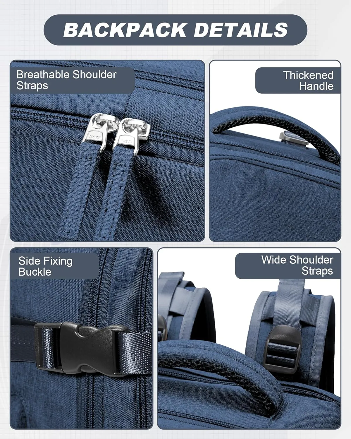Travel Backpack for Men Women Carry On Backpack Flight Approved Laptop Backpack Luggage Backpack Weekender Bag for Outdoor Hiking Business Trip Dark Blue