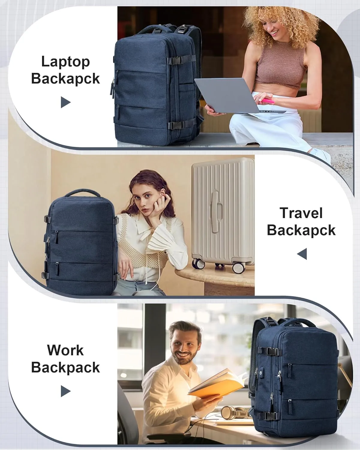 Travel Backpack for Men Women Carry On Backpack Flight Approved Laptop Backpack Luggage Backpack Weekender Bag for Outdoor Hiking Business Trip Dark Blue