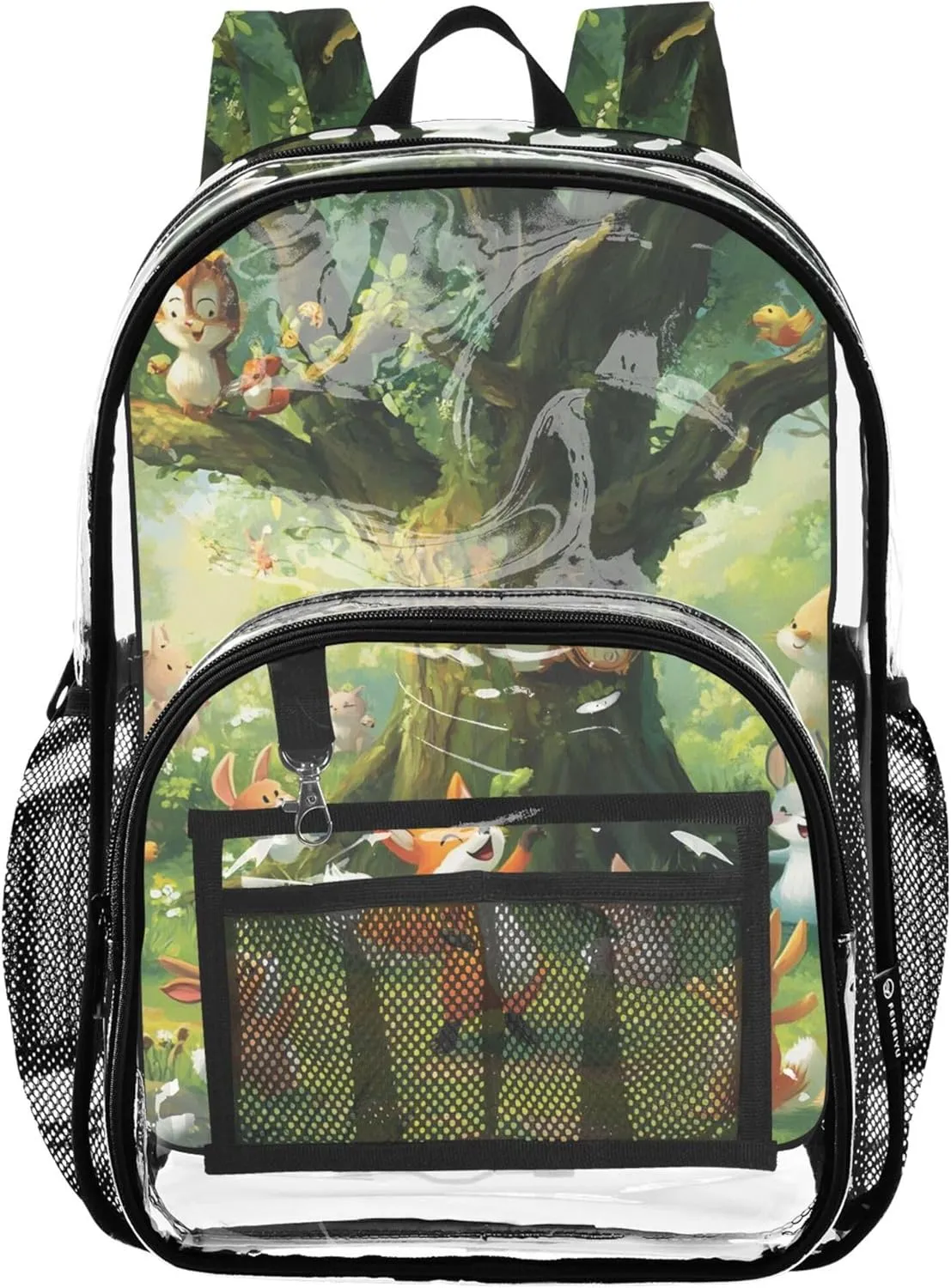 Travel Clear Bags for Women Cartoon Forest Animals Girls Backpack Kids Boys Pvc School Plastic Bookbag