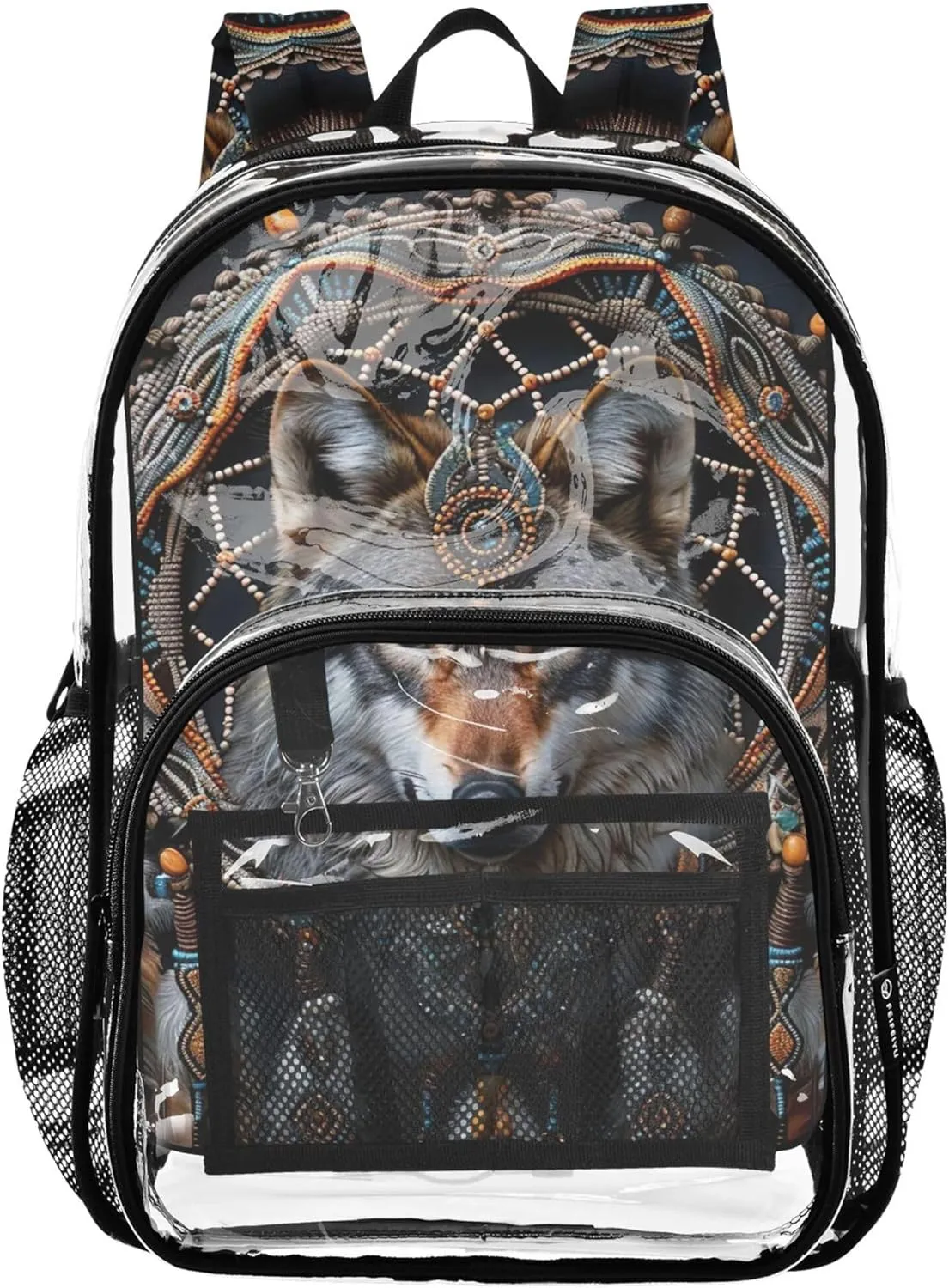 Travel Clear Bags for Women Dream Catcher Wolf Kids Backpack Boys Girls Pvc School Plastic Bookbag