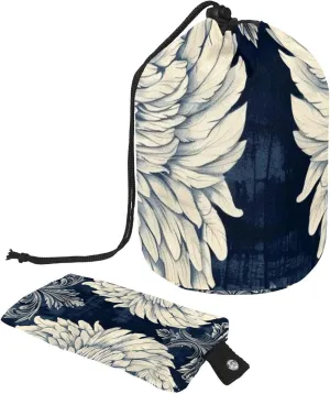 Travel Cosmetic Bags bucket Makeup Bag, Art Aesthetic Angel Wings Print Women Portable Foldable Cases, Multifunctional Toiletry Bucket Bags Round Organizer Storage