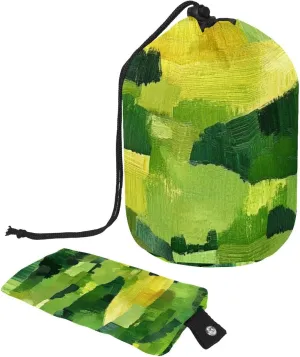 Travel Cosmetic Bags bucket Makeup Bag, Art Oil Abstract Green Field 62 Women Portable Foldable Cases, Multifunctional Toiletry Bucket Bags Round Organizer Storage