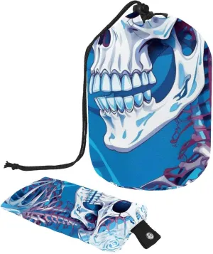 Travel Cosmetic Bags bucket Makeup Bag, Blue Skeleton Women Portable Foldable Cases, Multifunctional Toiletry Bucket Bags Round Organizer Storage