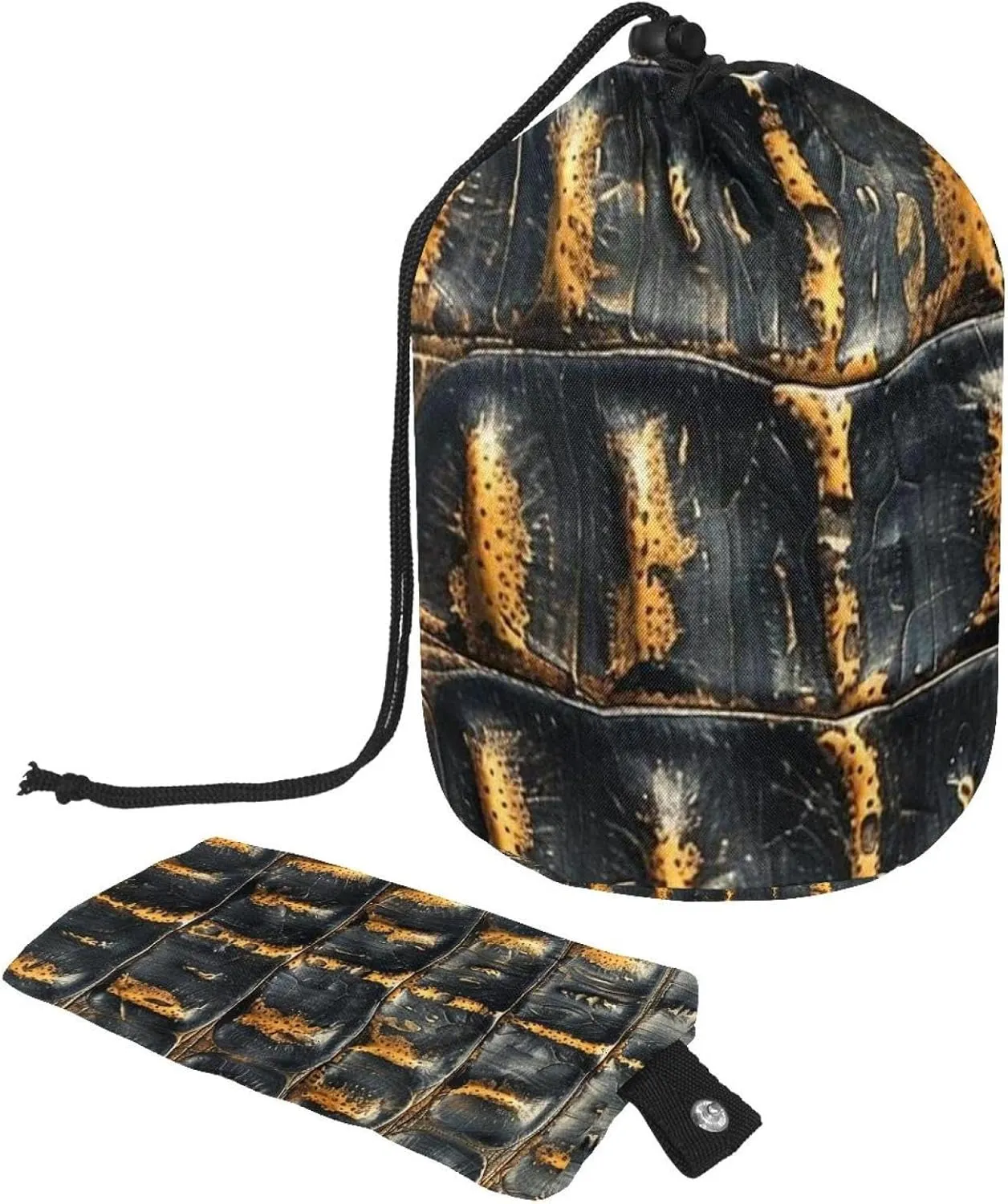 Travel Cosmetic Bags bucket Makeup Bag, Brown Crocodile Pattern Women Portable Foldable Cases, Multifunctional Toiletry Bucket Bags Round Organizer Storage