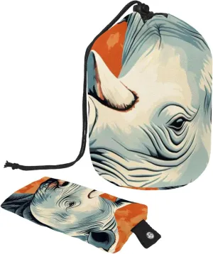 Travel Cosmetic Bags bucket Makeup Bag, Cartoon Rhino 30 Women Portable Foldable Cases, Multifunctional Toiletry Bucket Bags Round Organizer Storage