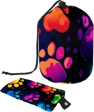 Travel Cosmetic Bags bucket Makeup Bag, Dog Lover and Paw Print Women Portable Foldable Cases, Multifunctional Toiletry Bucket Bags Round Organizer Storage